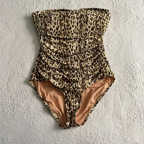 J.Crew Ruched One Piece Halter Swimsuit in Cheetah Print - Picture 2 of 6